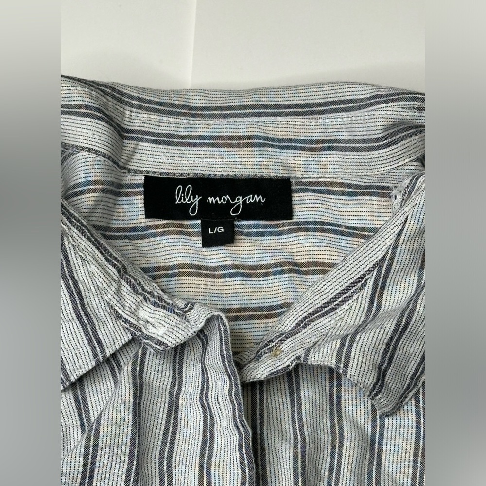 Lily Morgan • Stripped Top size L , button up long sleeve - Picture 2 of 5